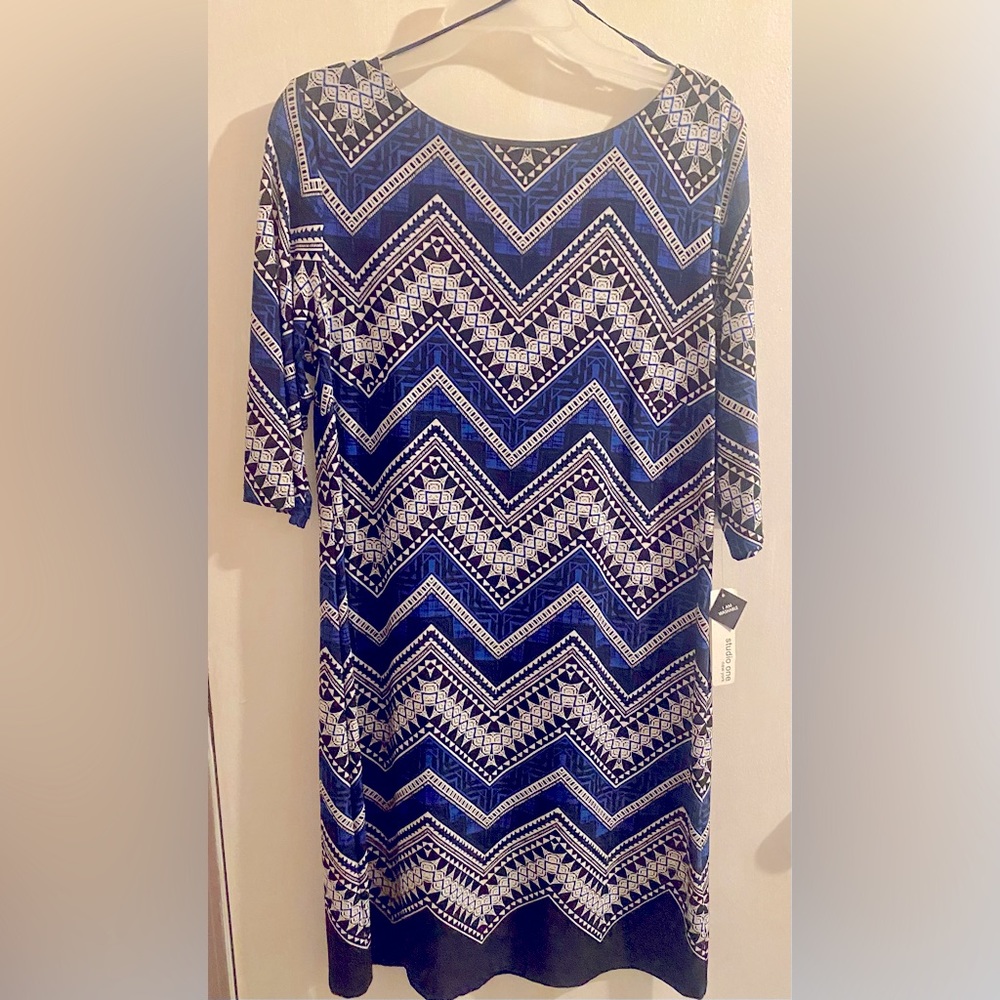 Size Large Studio One New York Dress Royal Blue/Black/White